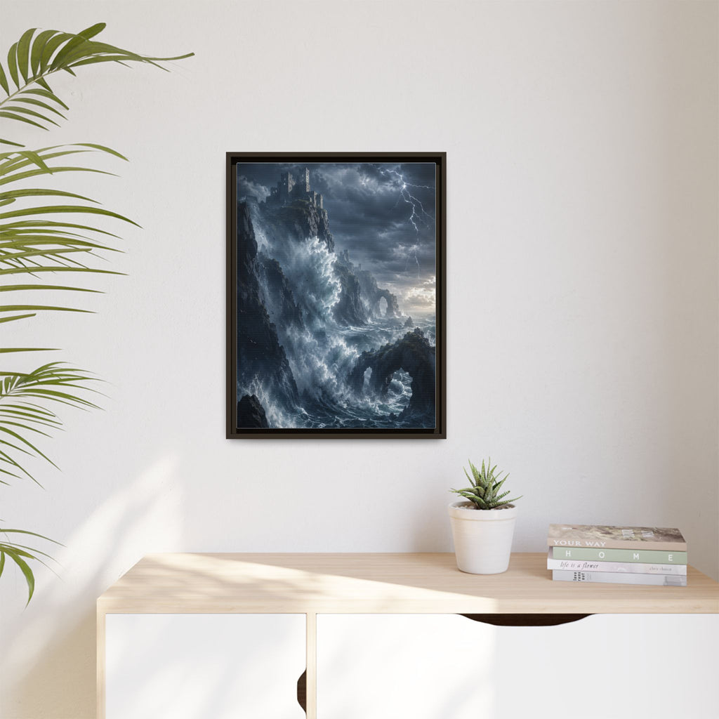 Framed Matte Canvas - Stormy Ocean Fantasy Wall Art
