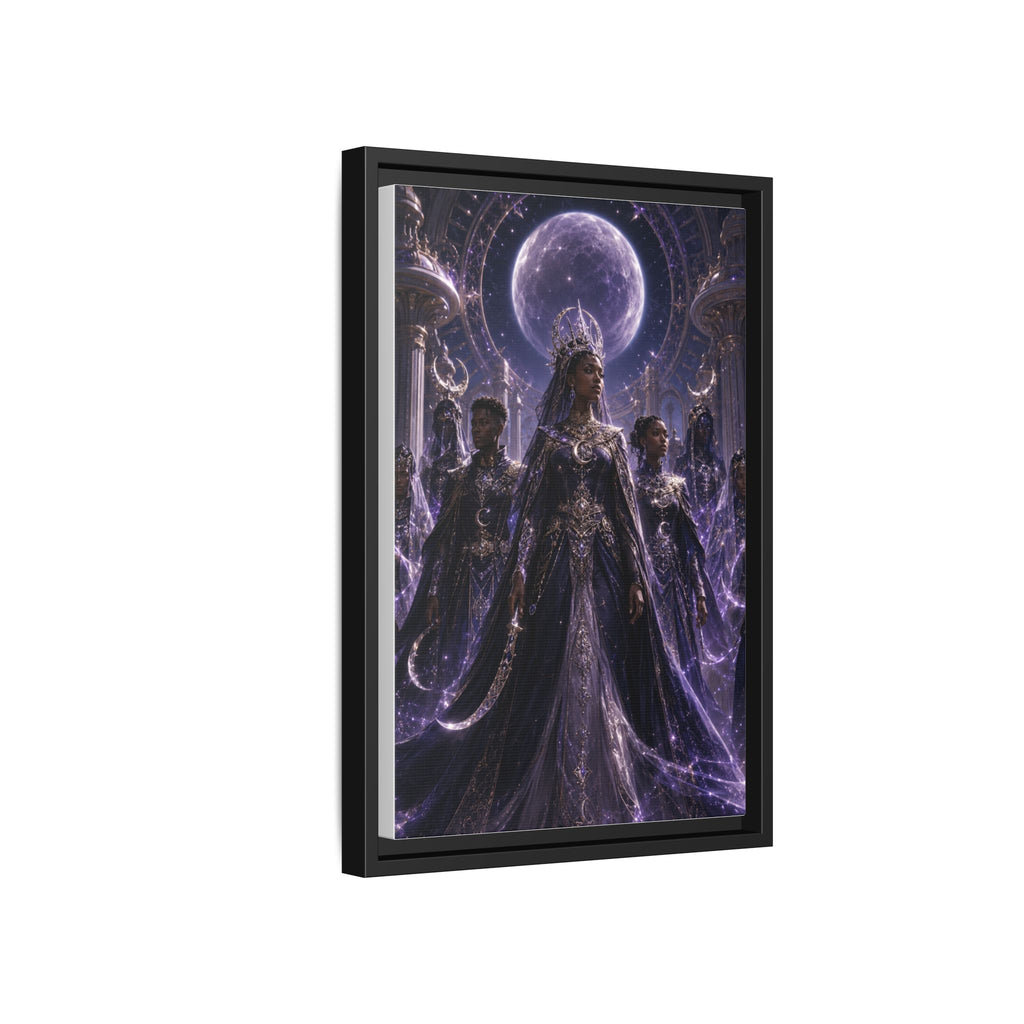 Mystic Moon Queen Framed Matte Canvas Print — Fantasy Royalty Wall Art