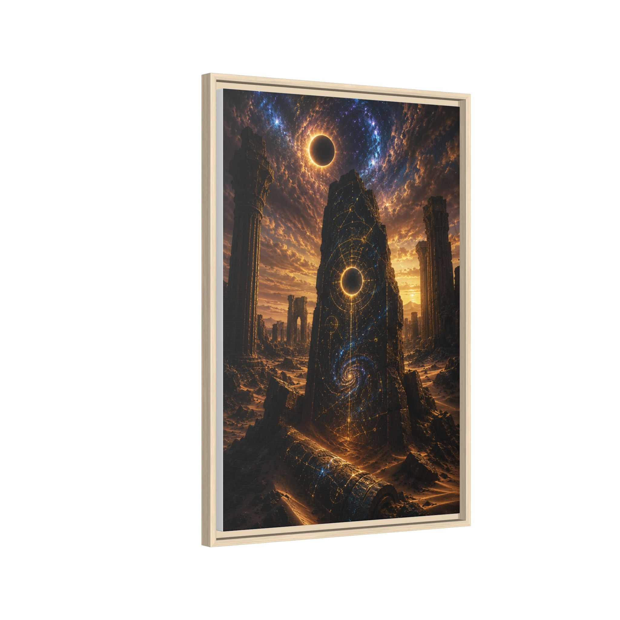 Framed Matte Canvas - Cosmic Obelisk Fantasy Wall Art
