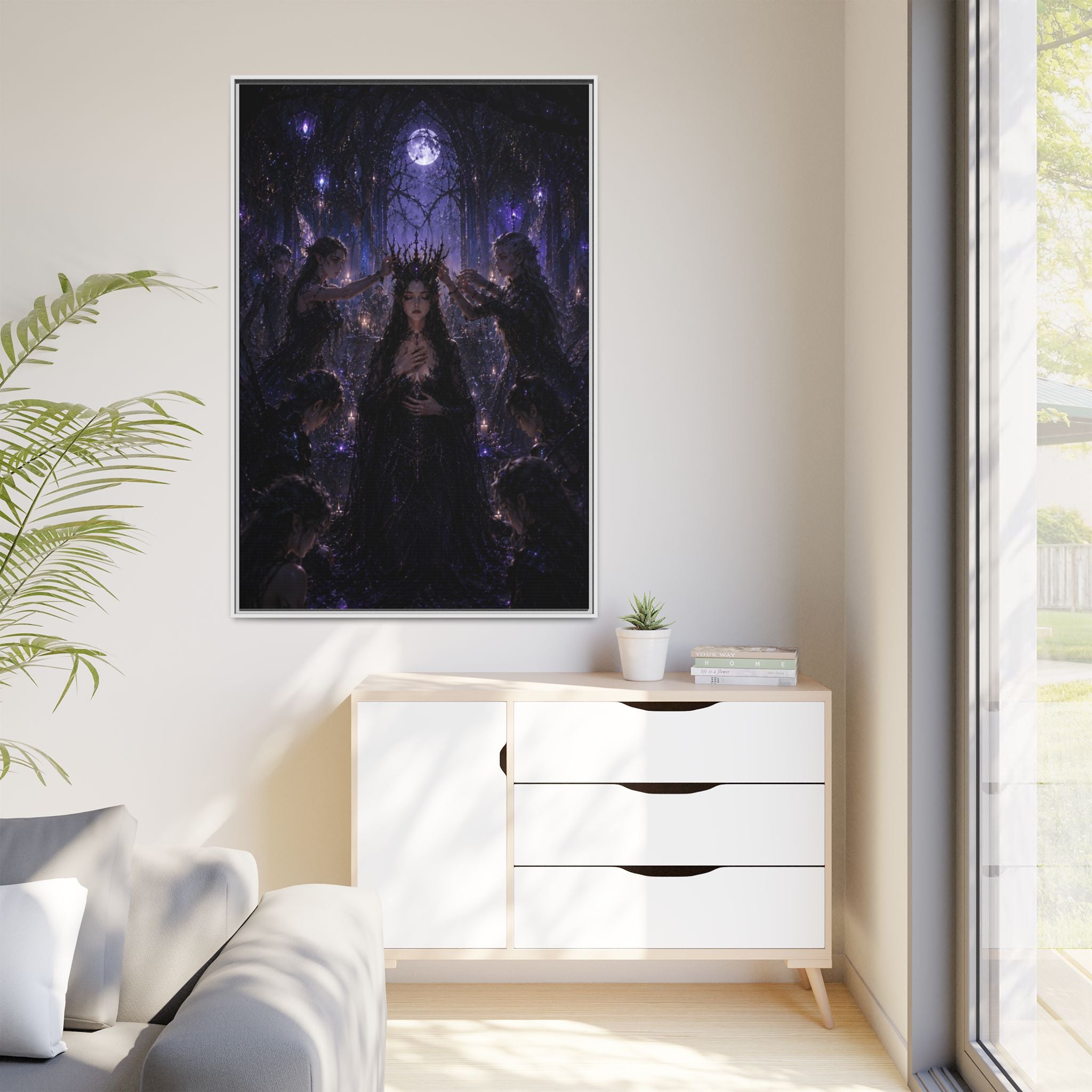 Gothic Moon Queen Framed Canvas Print