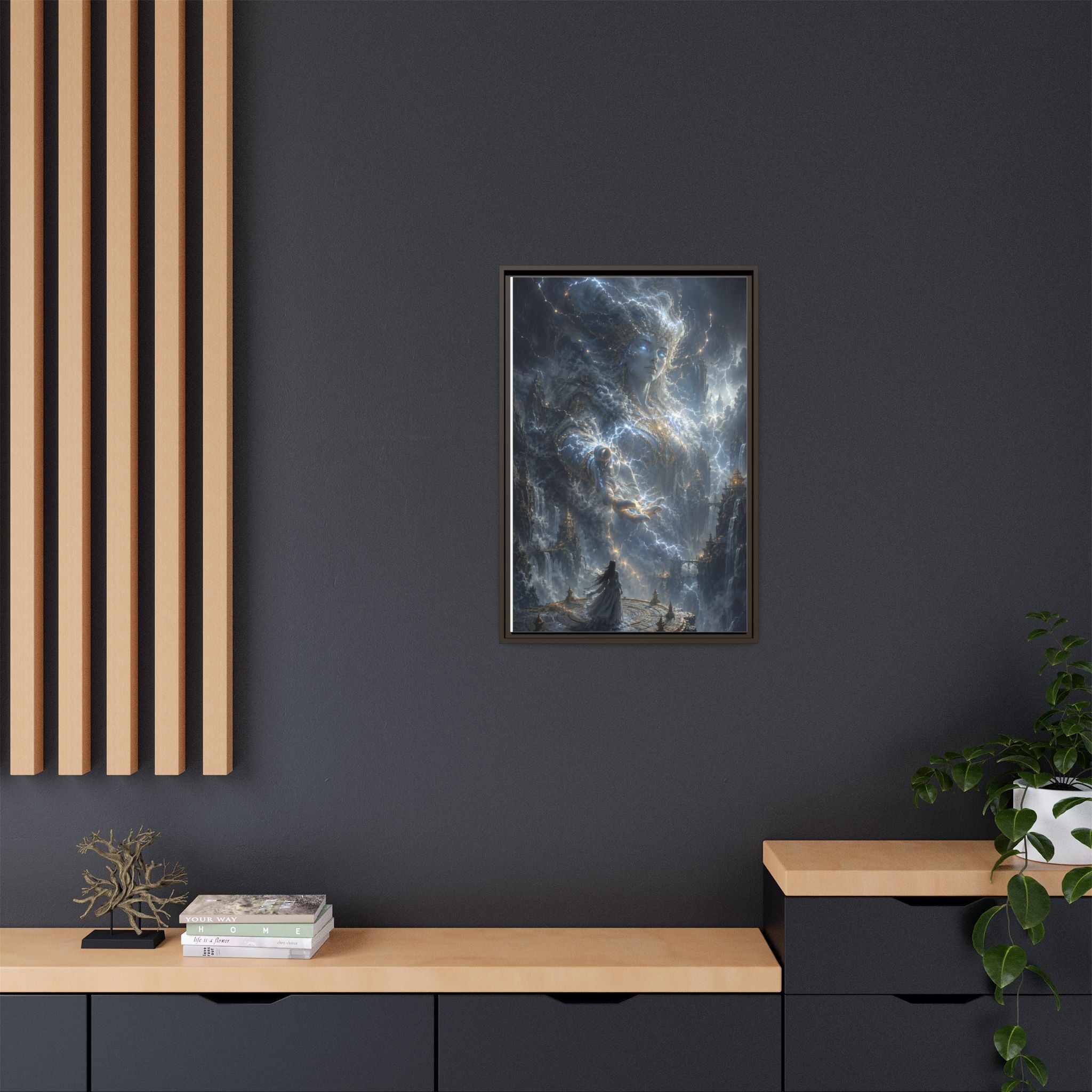 Framed Matte Canvas Print — Ethereal Star Goddess Fantasy Wall Art