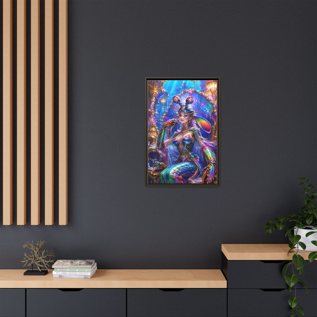 Mermaid Queen Framed Matte Canvas Art — Vibrant Fantasy Underwater Wall Decor