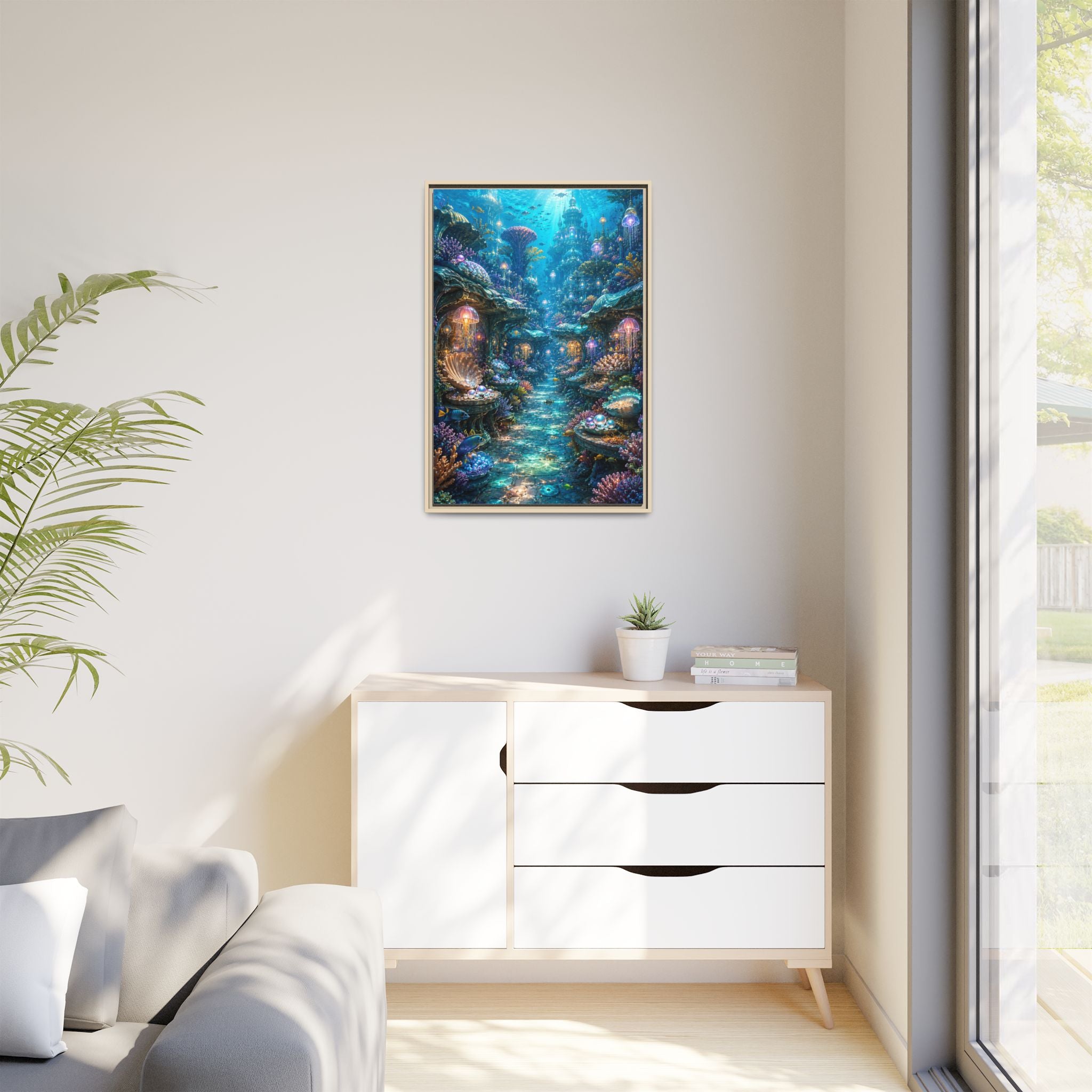 Framed Matte Canvas - Enchanted Underwater Coral Reef Print
