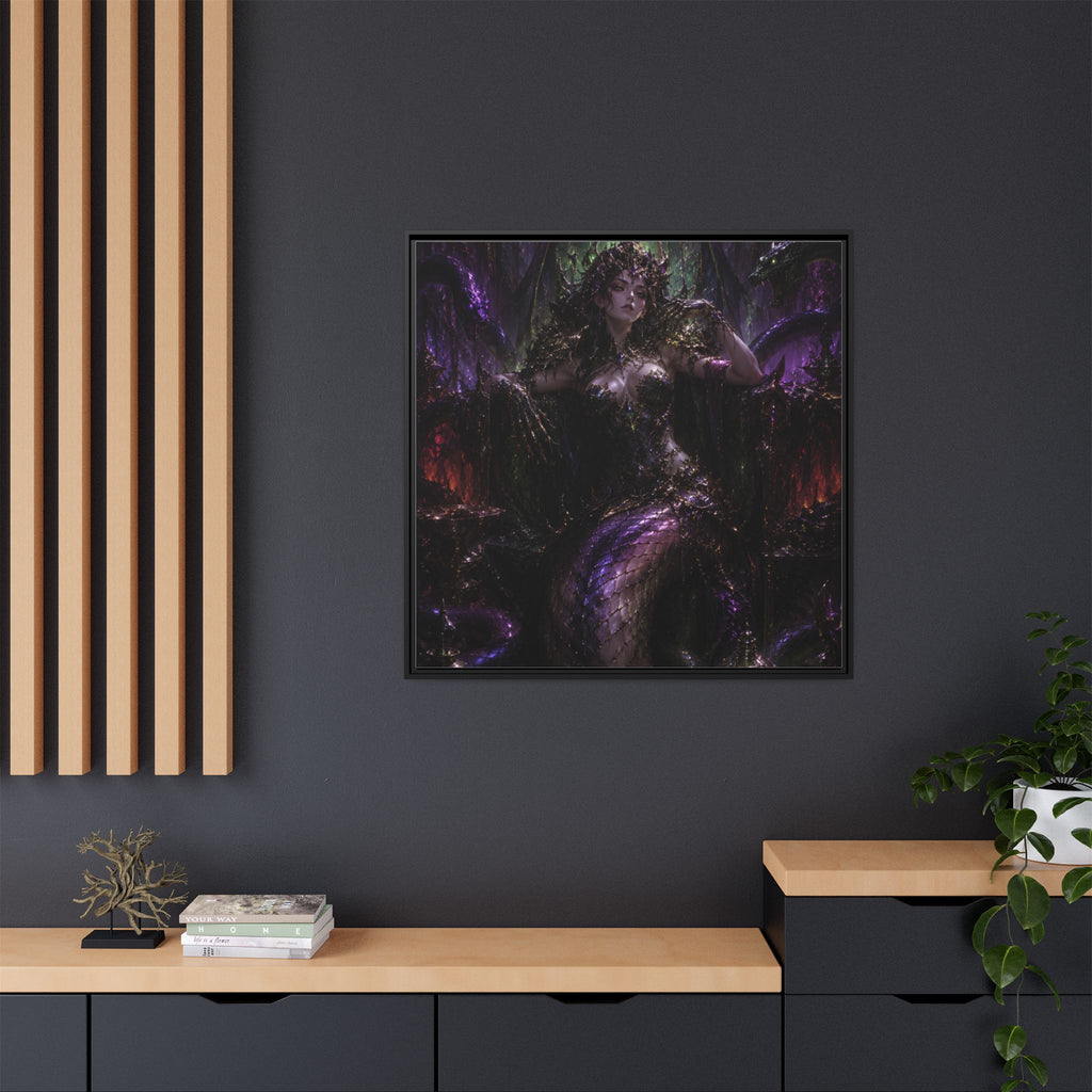 Dark Fantasy Goddess Matte Canvas Print — Framed Multi‑Color Wall Art