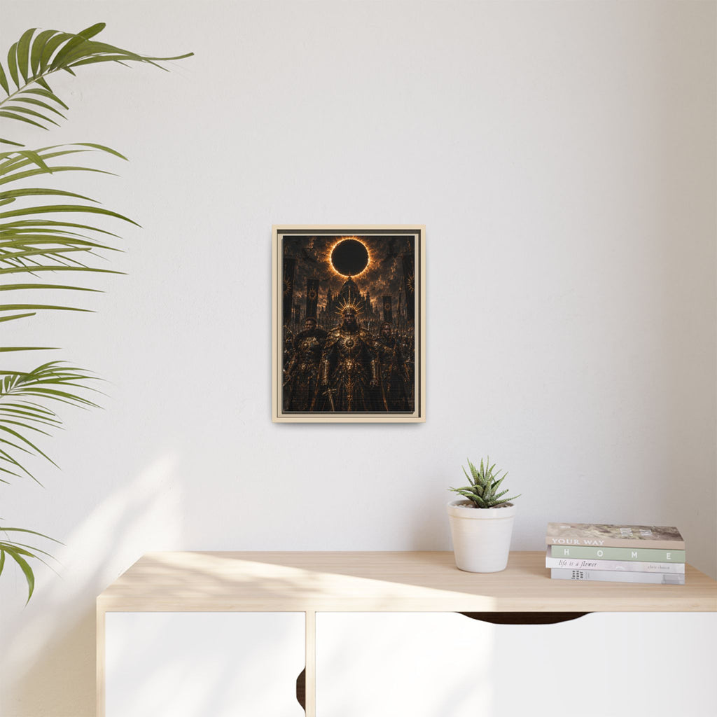 Dark Solar Eclipse Warrior Matte Canvas Framed Art Print