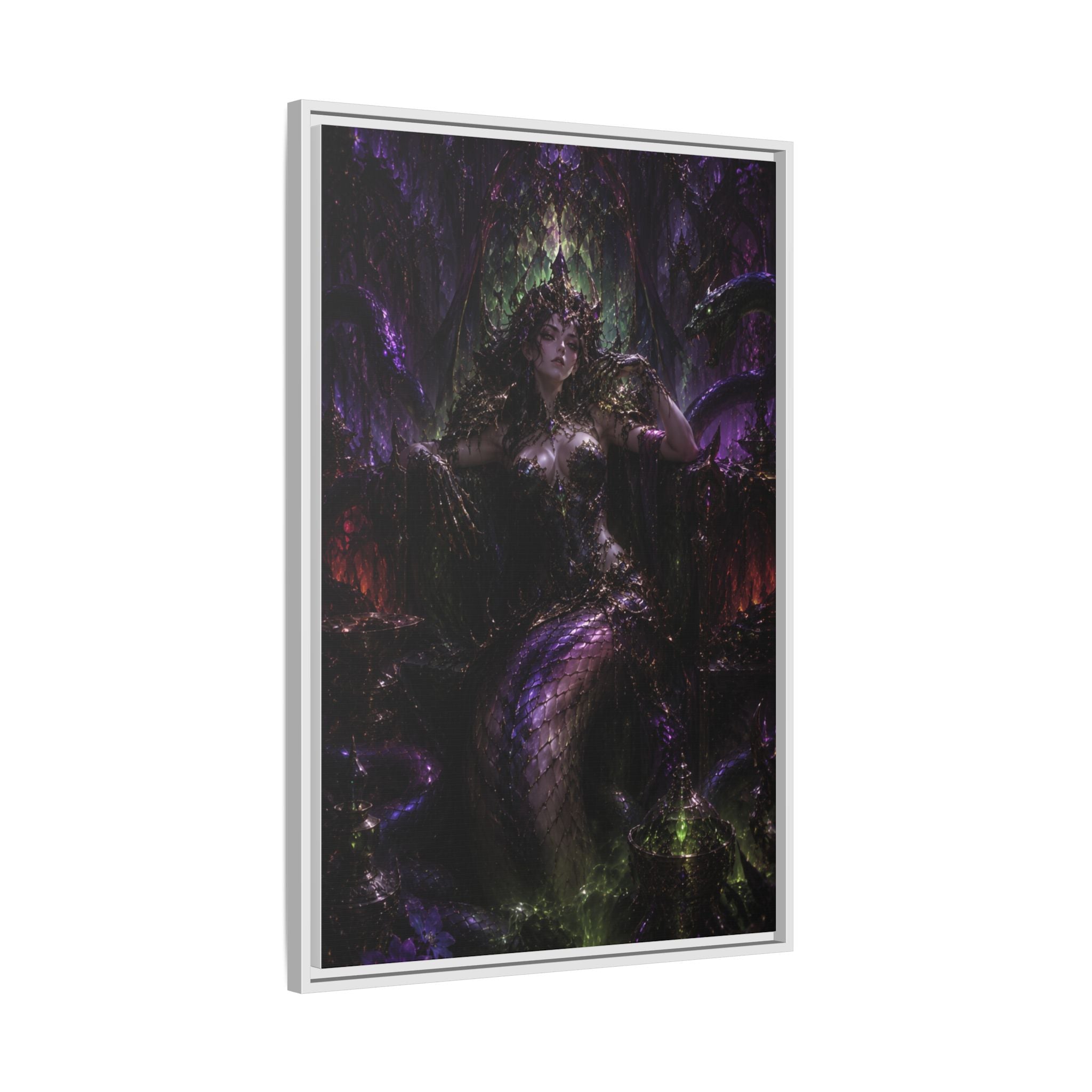 Dark Fantasy Goddess Matte Canvas Print — Framed Multi‑Color Wall Art