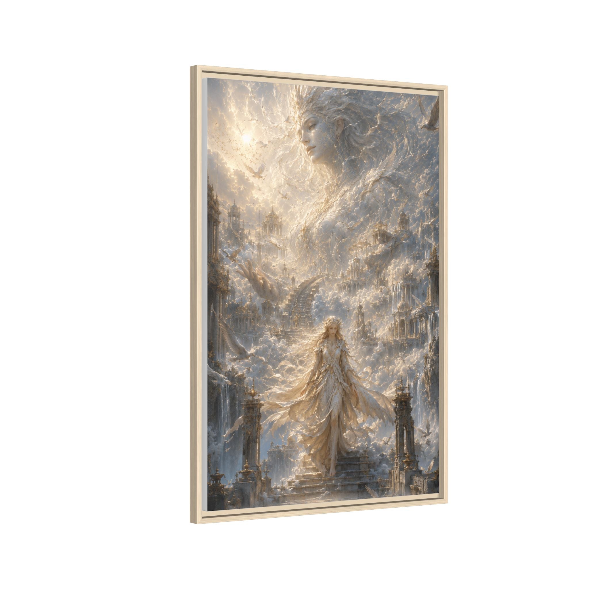 Ethereal Goddess Matte Framed Canvas Art — Dreamlike Fantasy Wall Decor