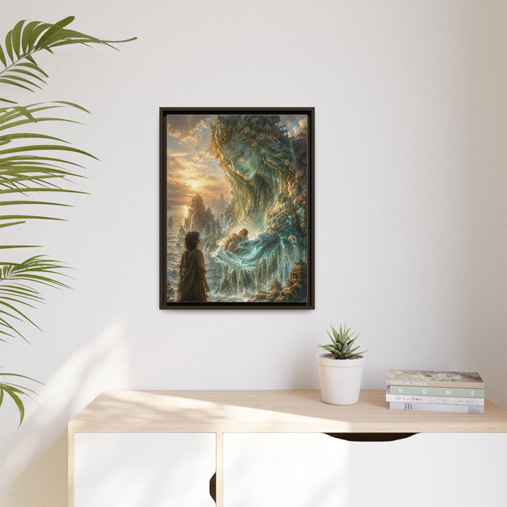 Framed Matte Canvas Print — Ocean Spirit Guardian Fantasy Art