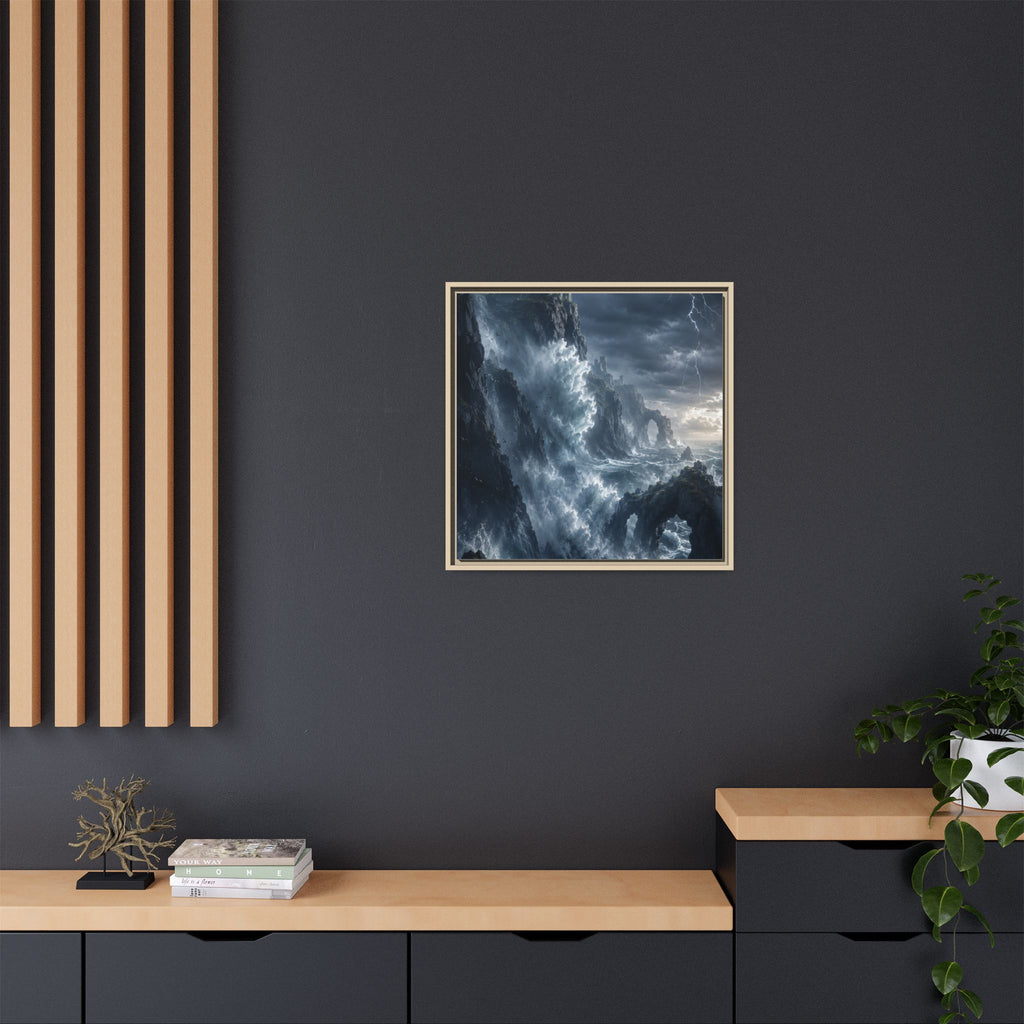 Framed Matte Canvas - Stormy Ocean Fantasy Wall Art