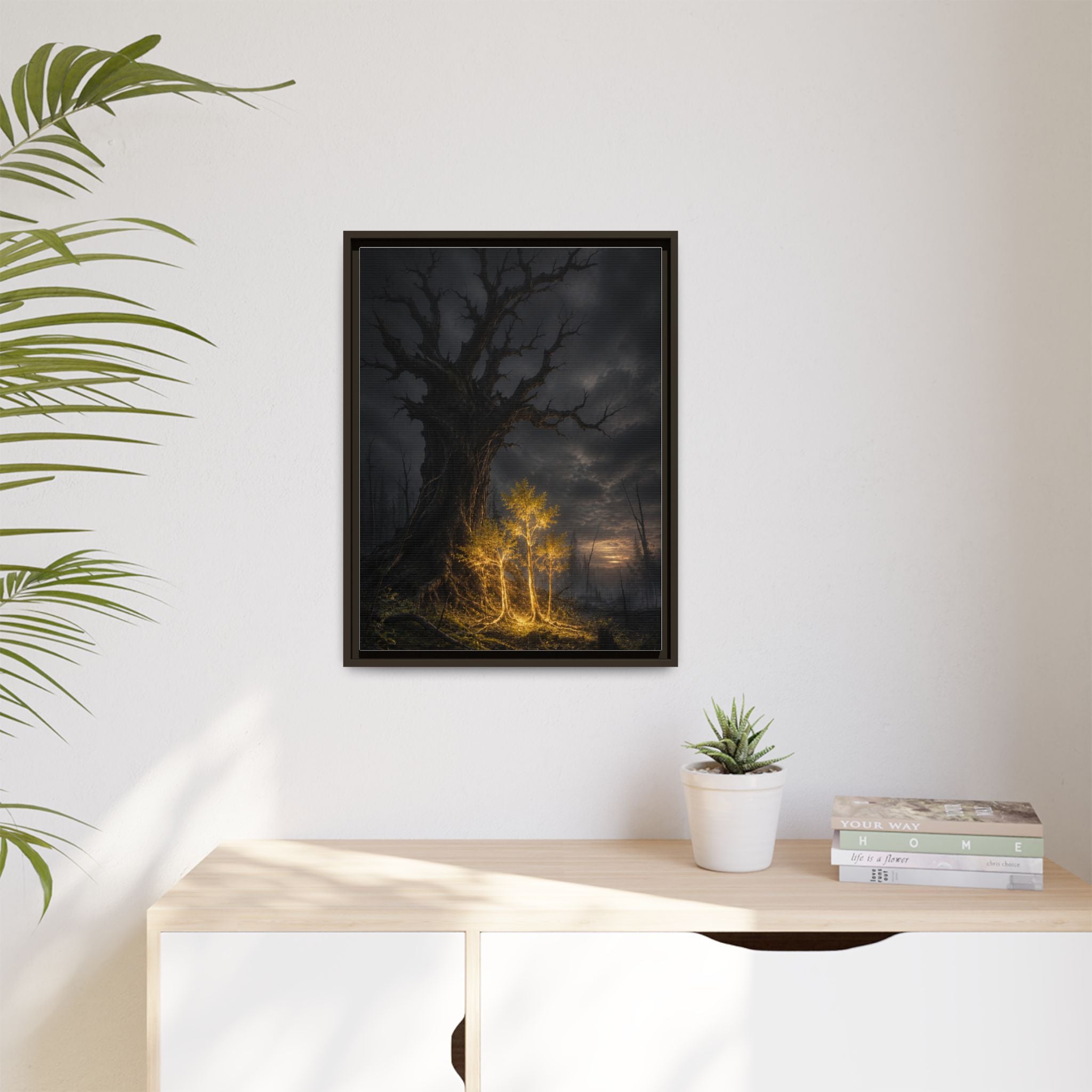 Framed Matte Canvas — Glowing Enchanted Tree Wall Art