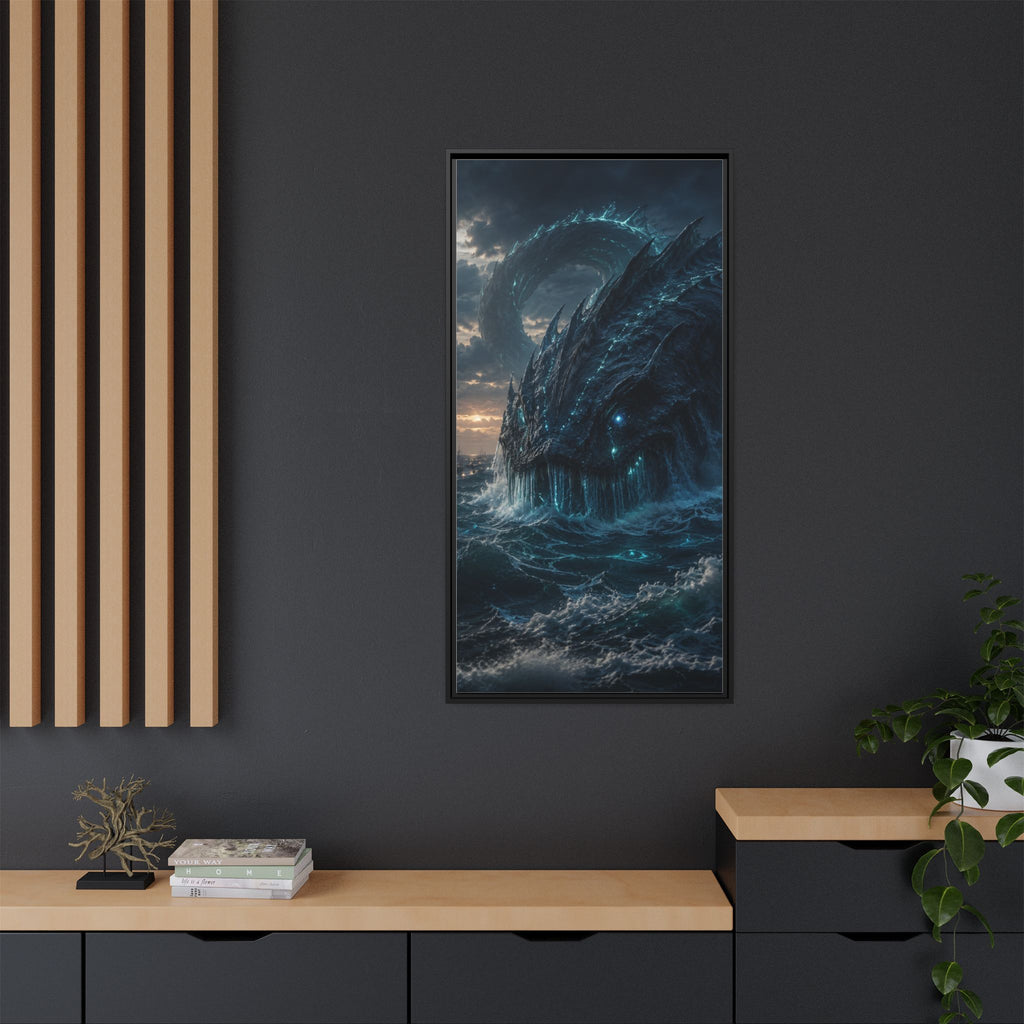 Framed Matte Canvas - Mythic Sea Leviathan Wall Art