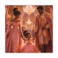 Princess Family Canvas Wall Art — Pink Royal Ballroom Scene