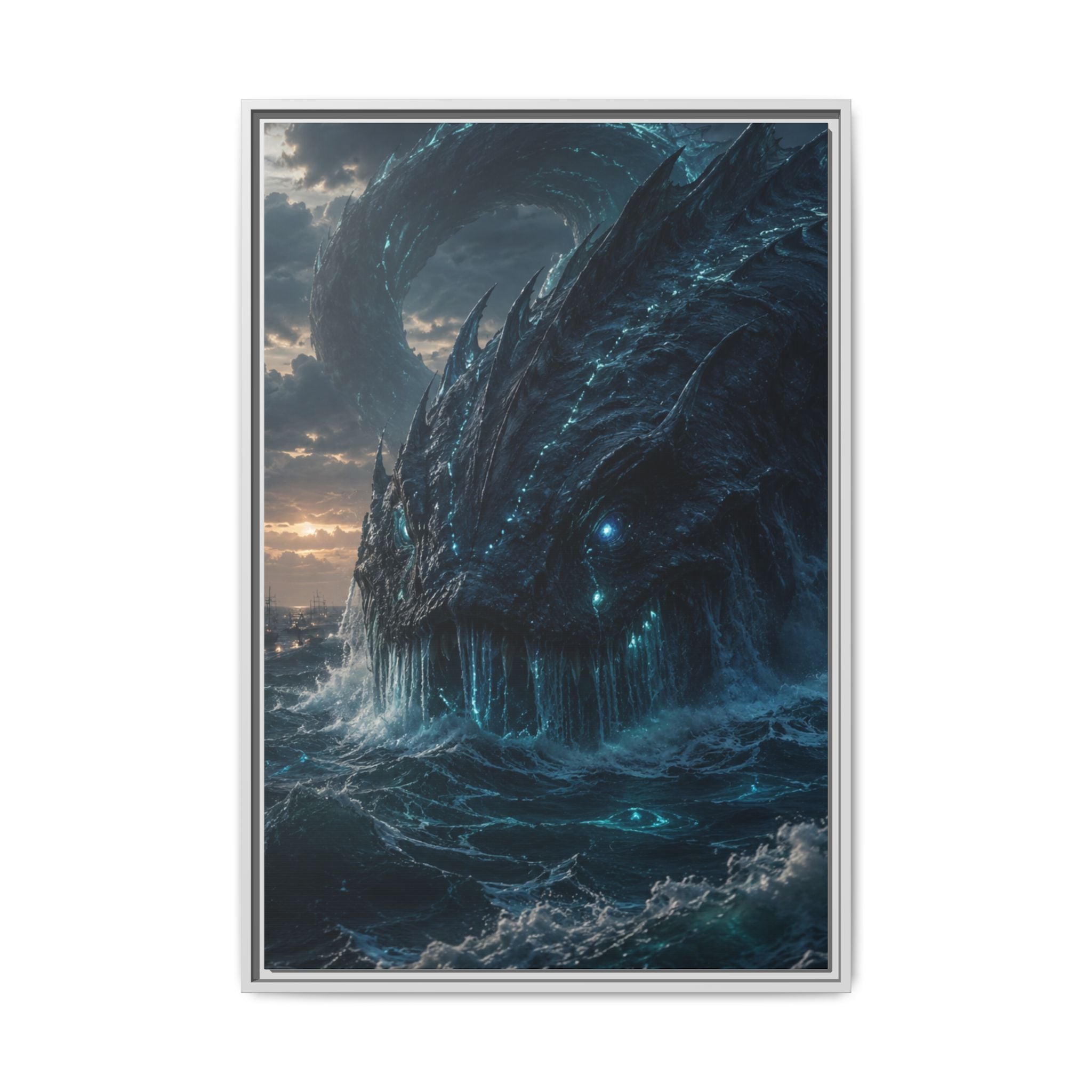 Framed Matte Canvas - Mythic Sea Leviathan Wall Art