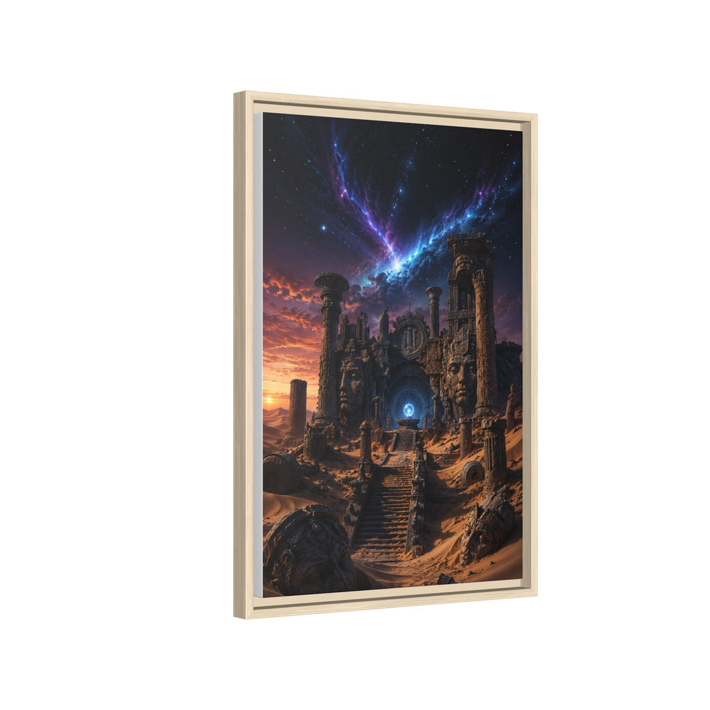 Framed Matte Canvas — Mystical Desert Ruins Nightscape