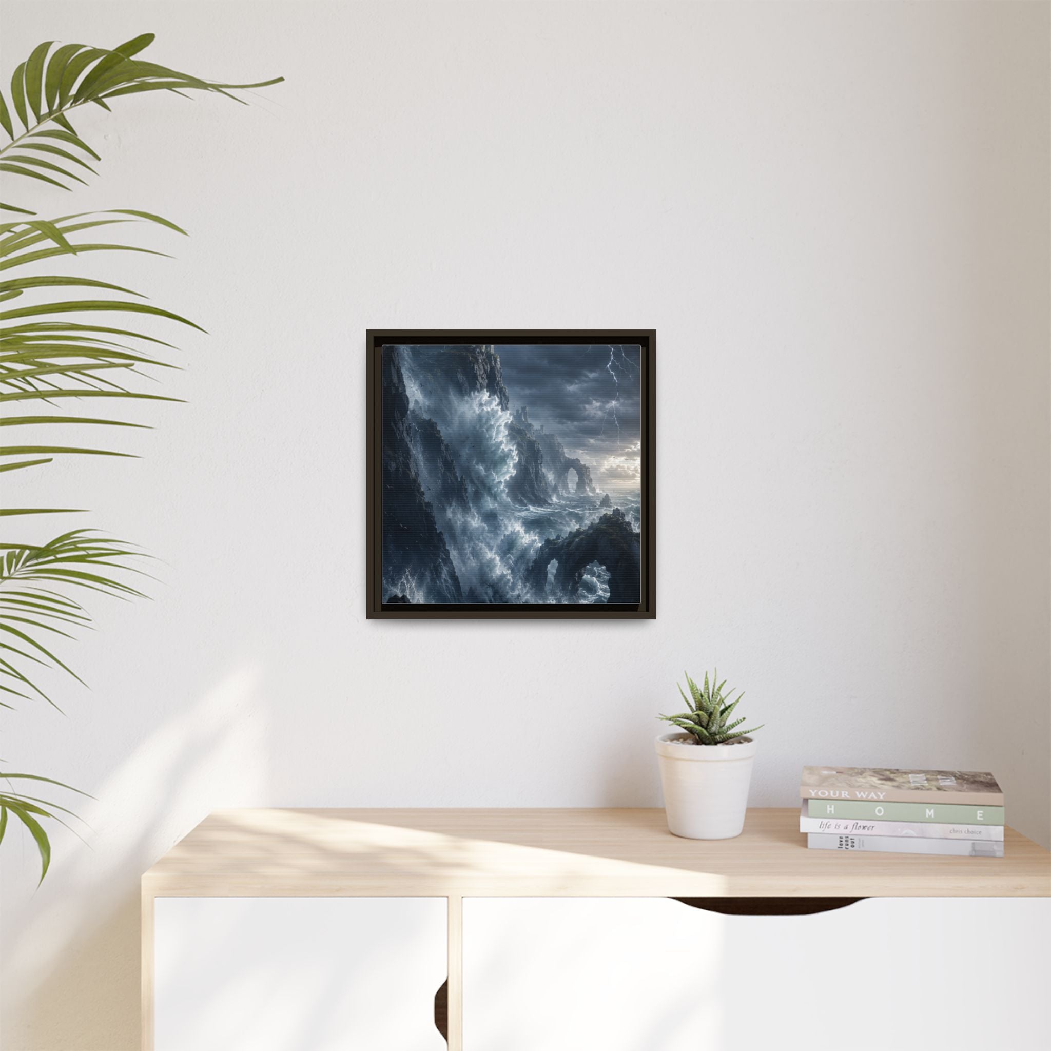Framed Matte Canvas - Stormy Ocean Fantasy Wall Art