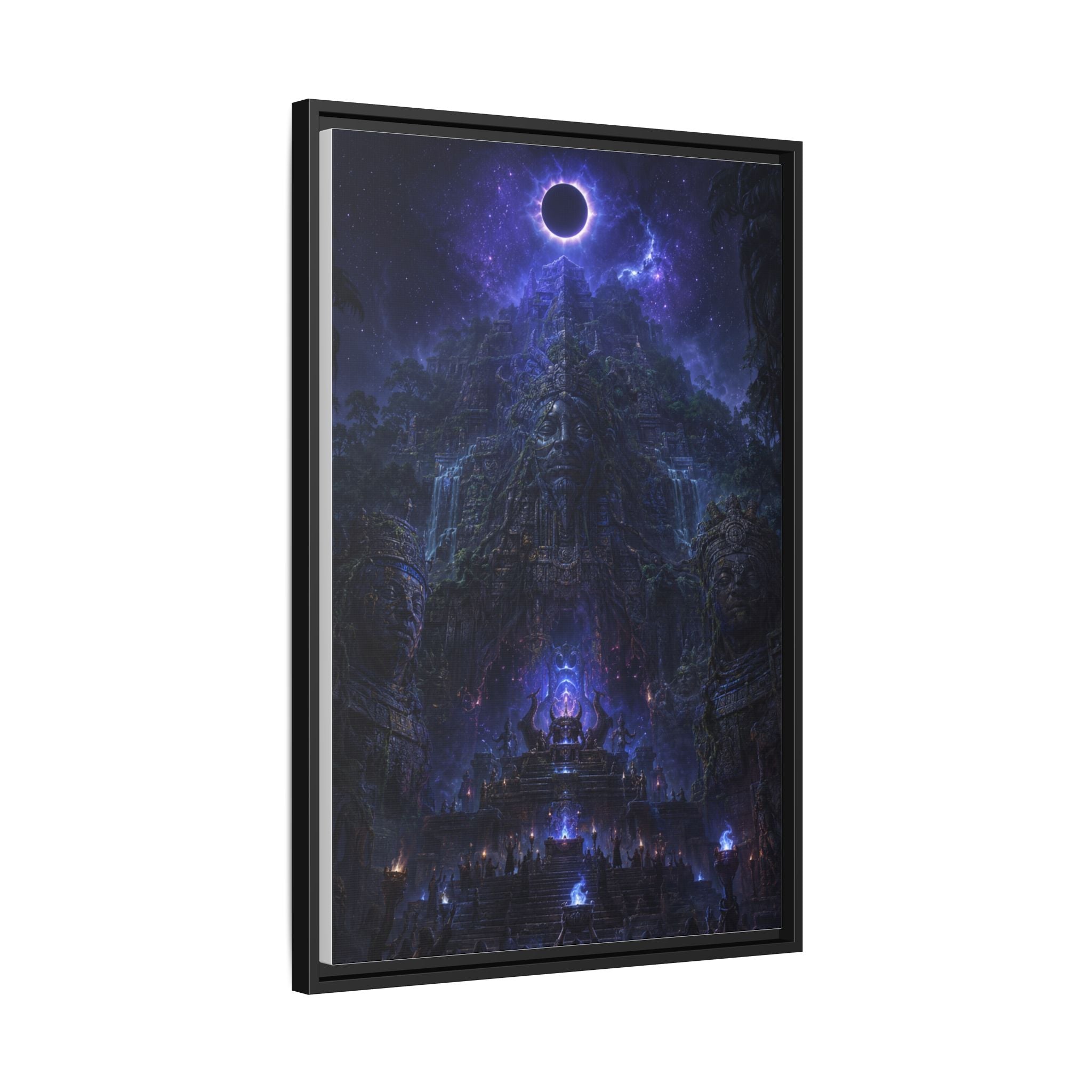 Dark Fantasy Canvas Print — Eclipse Over Mystic Citadel (Framed Matte)