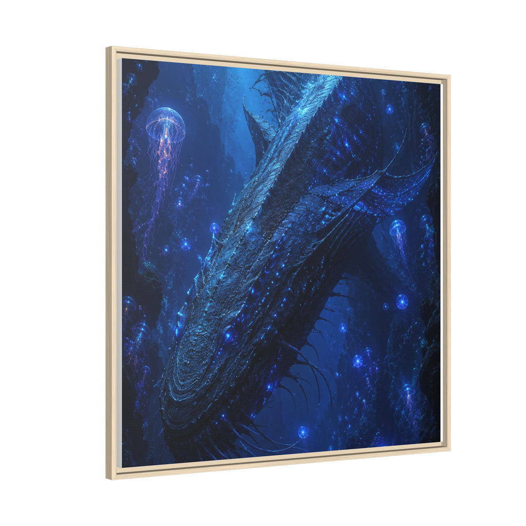 Framed Matte Canvas Art - Deep Sea Leviathan Fantasy Print
