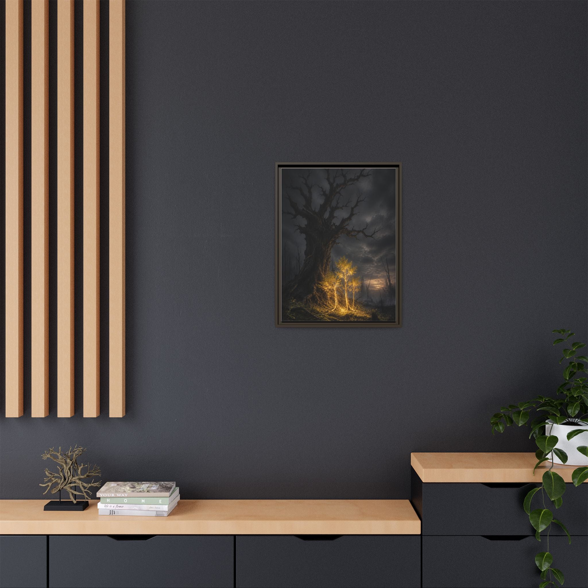 Framed Matte Canvas — Glowing Enchanted Tree Wall Art