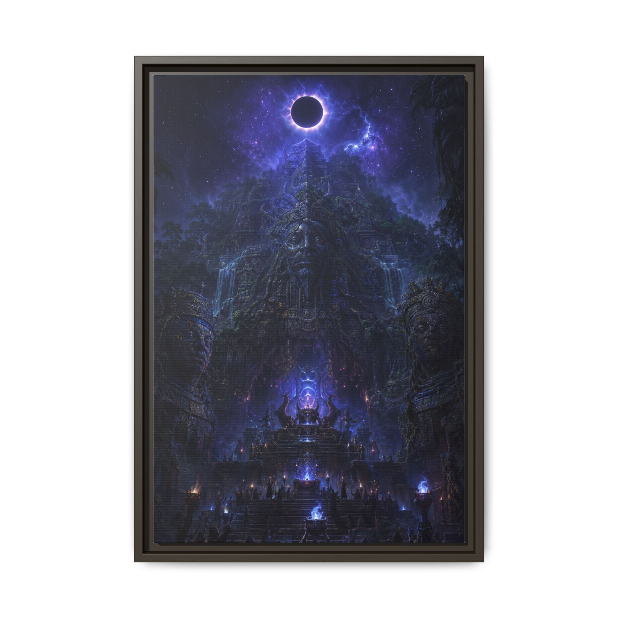 Dark Fantasy Canvas Print — Eclipse Over Mystic Citadel (Framed Matte)