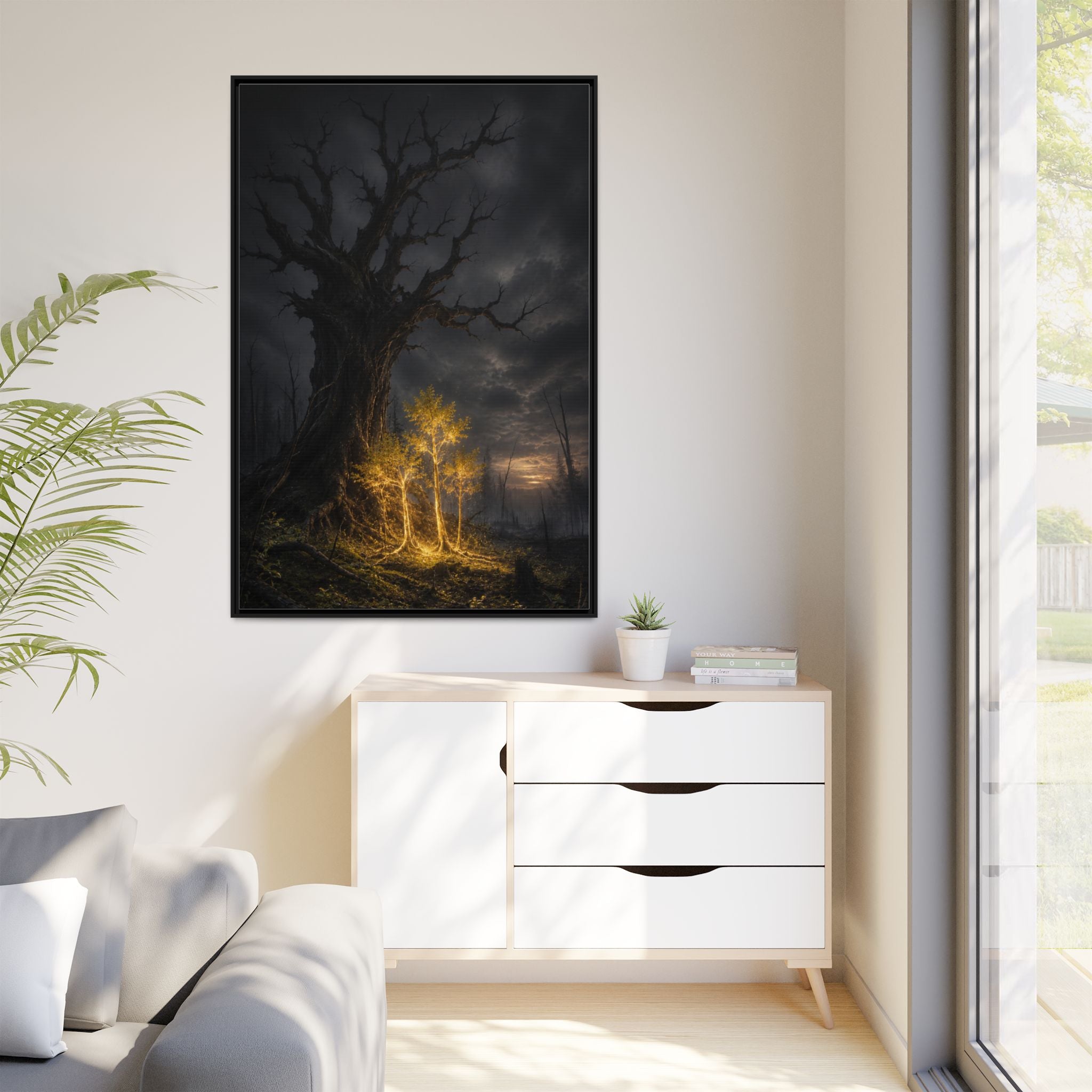 Framed Matte Canvas — Glowing Enchanted Tree Wall Art