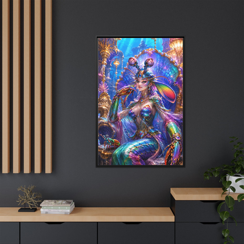 Mermaid Queen Framed Matte Canvas Art — Vibrant Fantasy Underwater Wall Decor