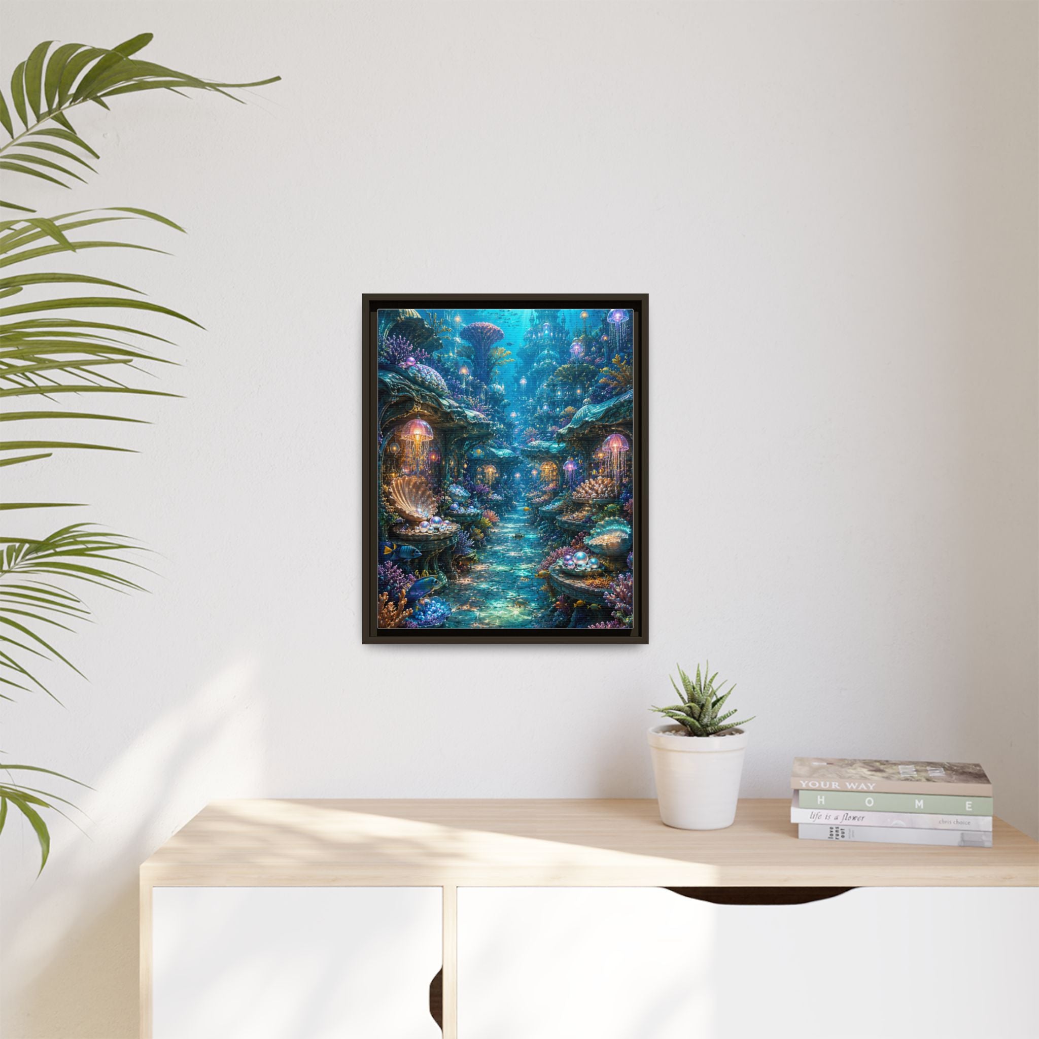 Framed Matte Canvas - Enchanted Underwater Coral Reef Print
