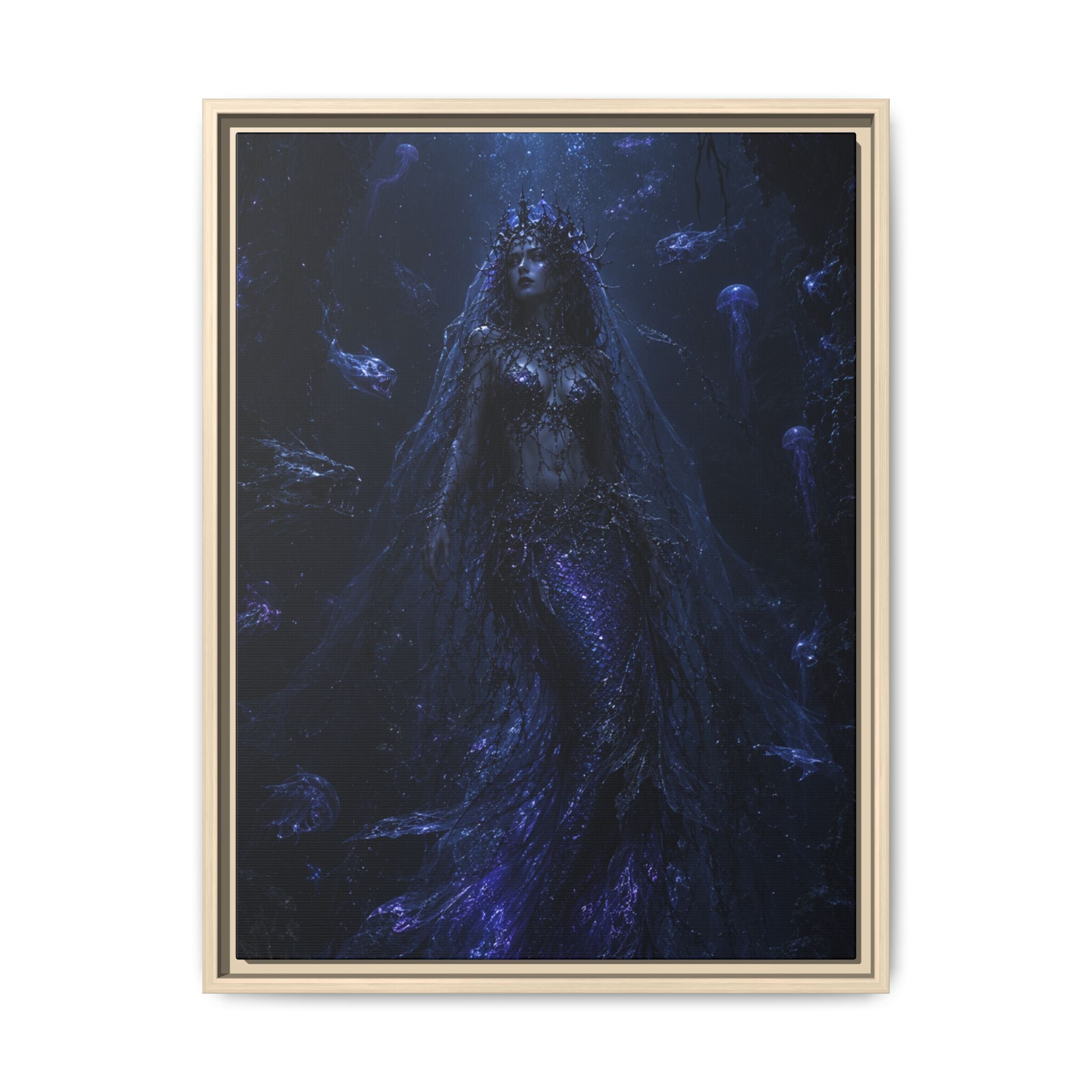 Underwater Siren Matte Fine Art Paper Print — Dark Ocean Mermaid Wall Art