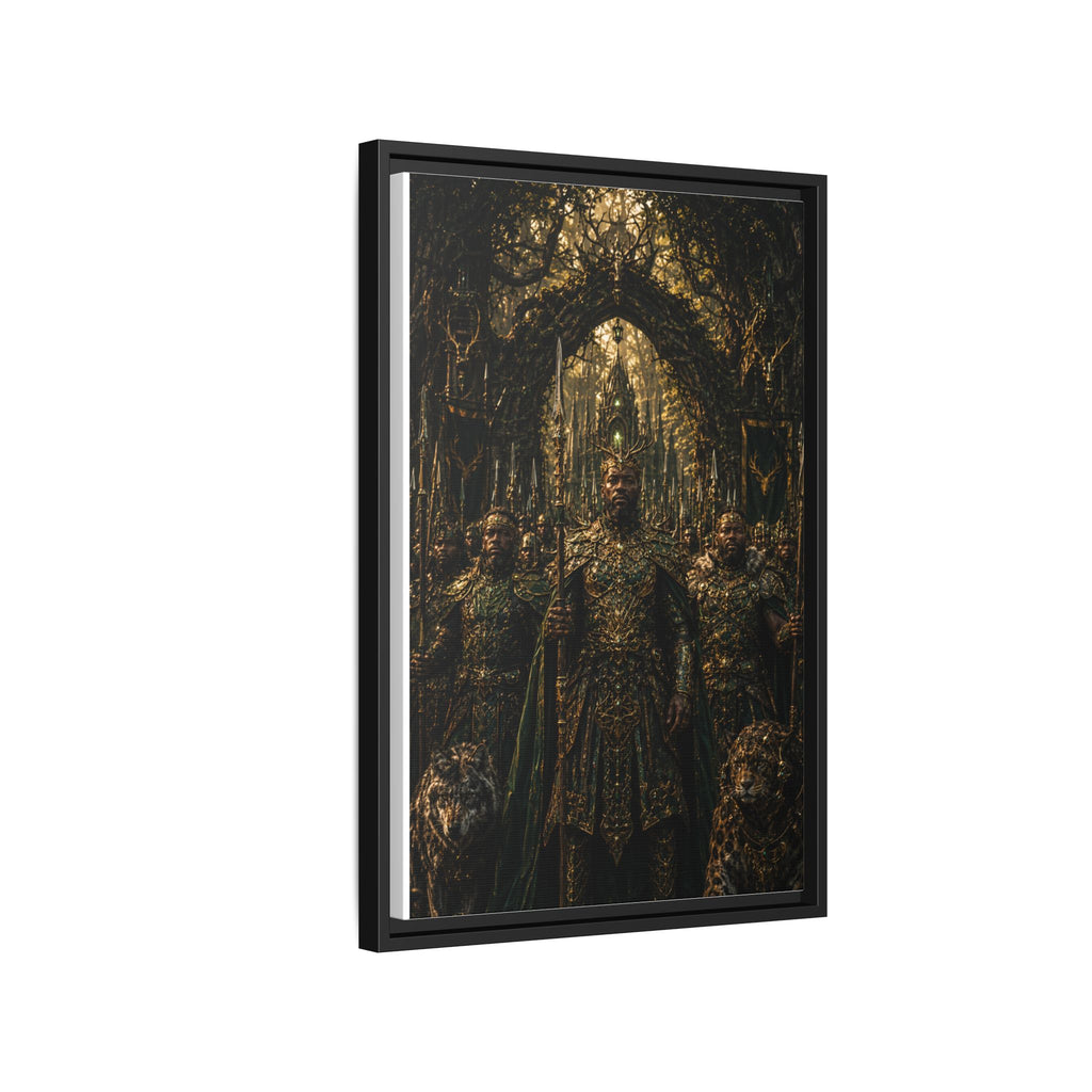 Framed Matte Canvas — Regal Fantasy King in Ornate Armor