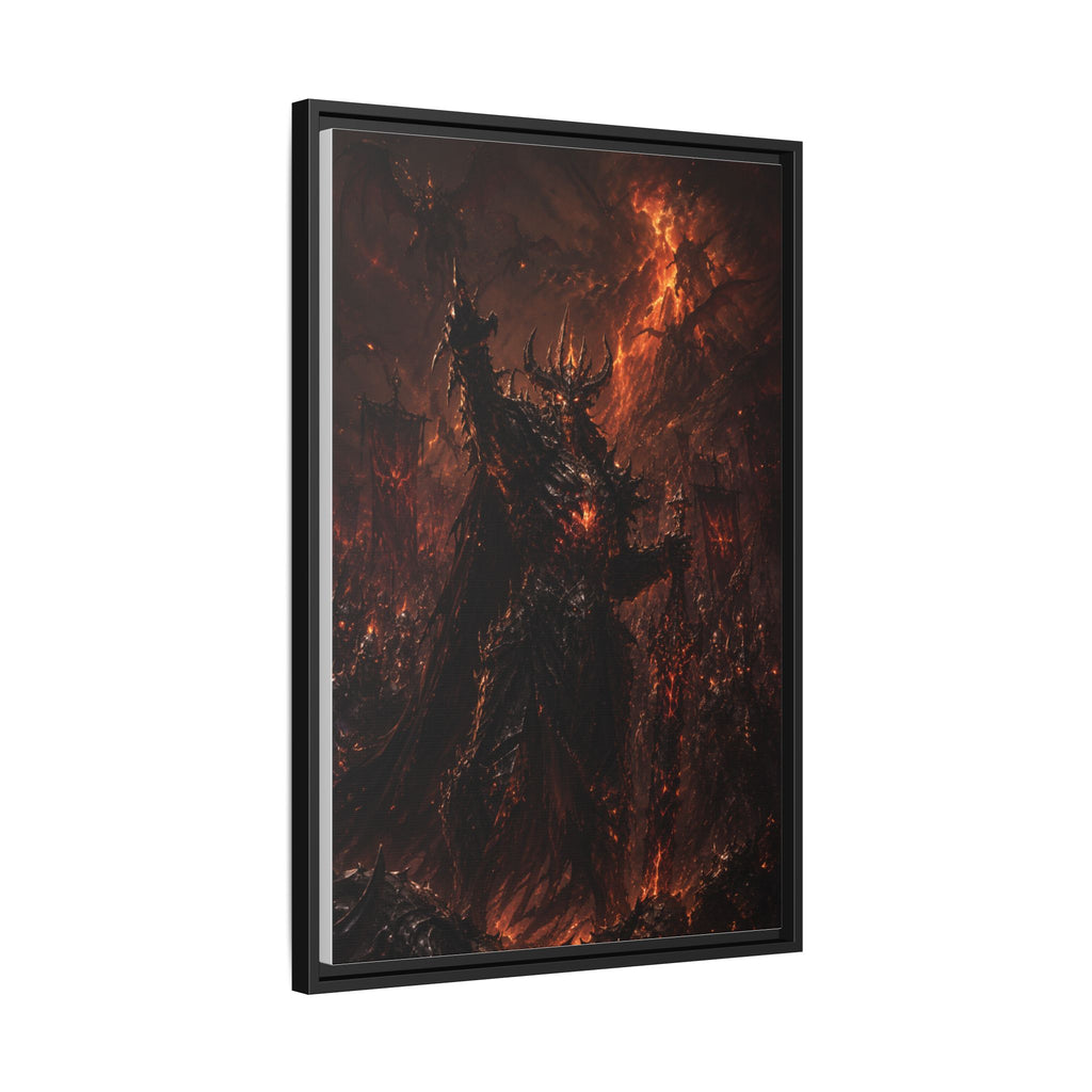 Framed Matte Canvas: Infernal Dark Lord Fantasy Wall Art