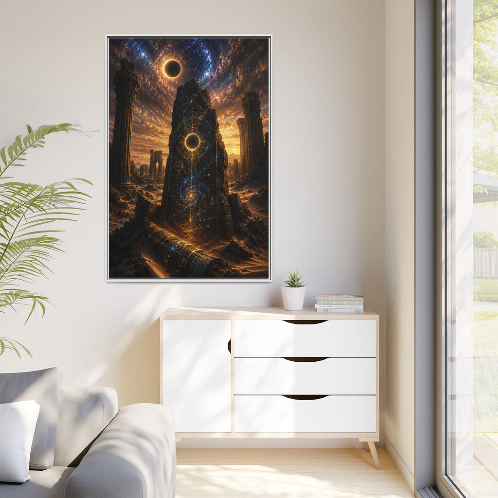 Framed Matte Canvas - Cosmic Obelisk Fantasy Wall Art