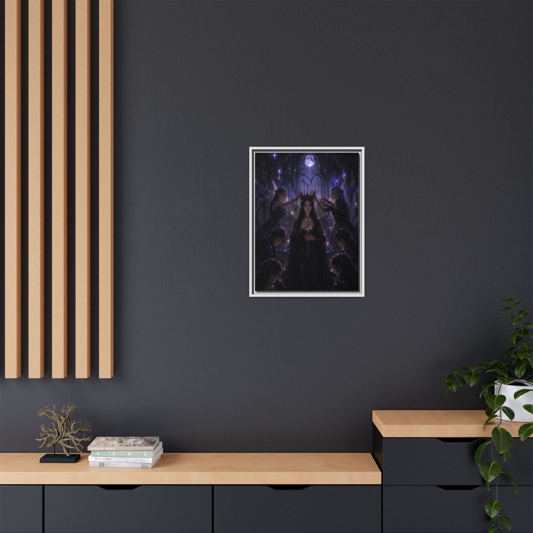 Gothic Moon Queen Framed Canvas Print