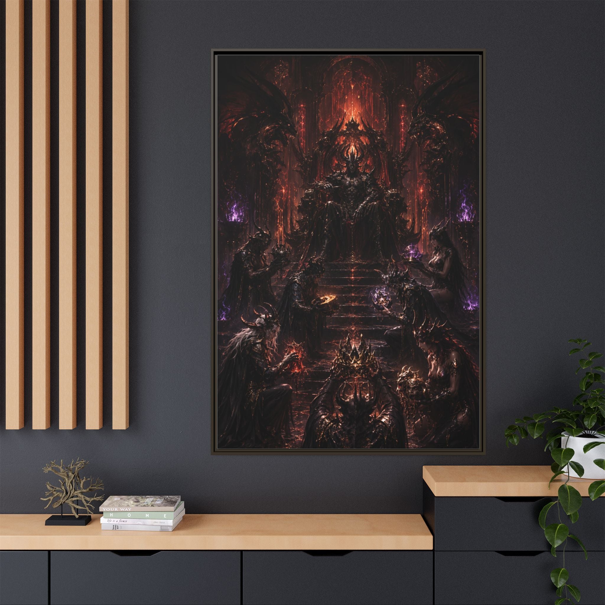Dark Fantasy Throne Room Matte Canvas Print (Framed)
