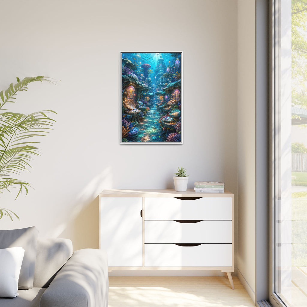 Framed Matte Canvas - Enchanted Underwater Coral Reef Print