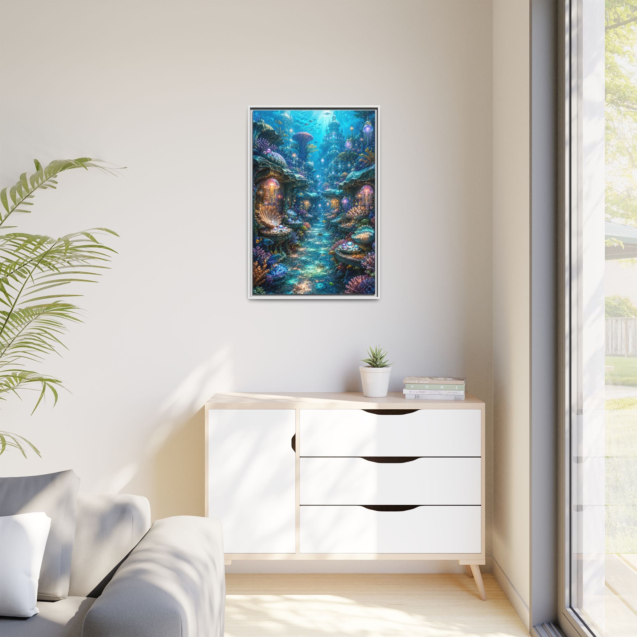 Framed Matte Canvas - Enchanted Underwater Coral Reef Print