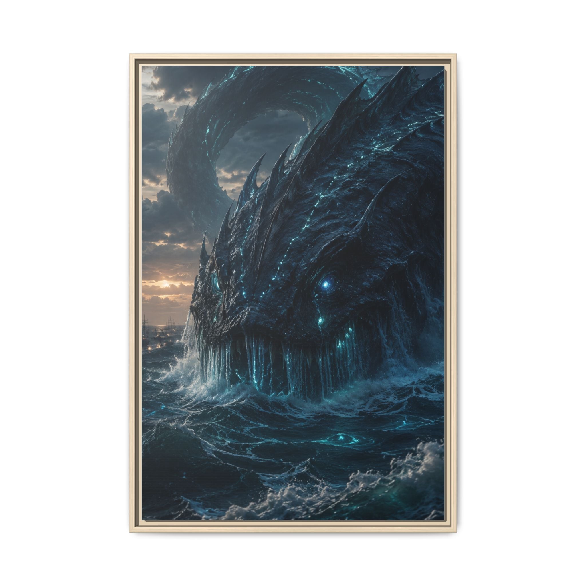 Framed Matte Canvas - Mythic Sea Leviathan Wall Art