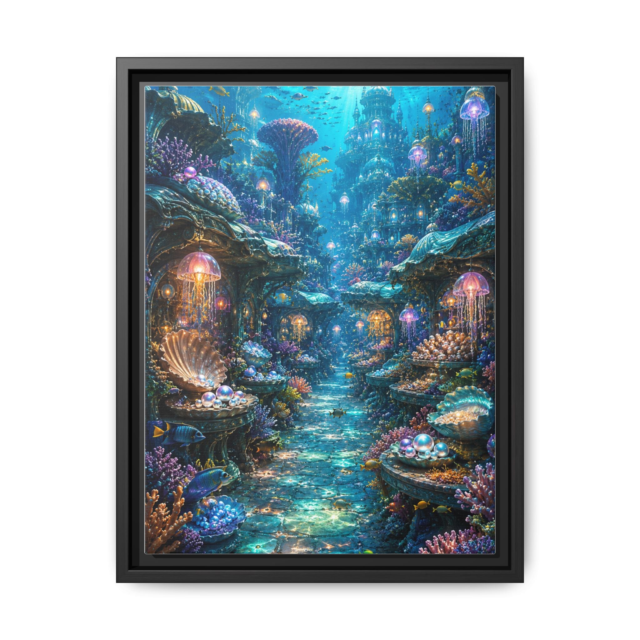 Framed Matte Canvas - Enchanted Underwater Coral Reef Print