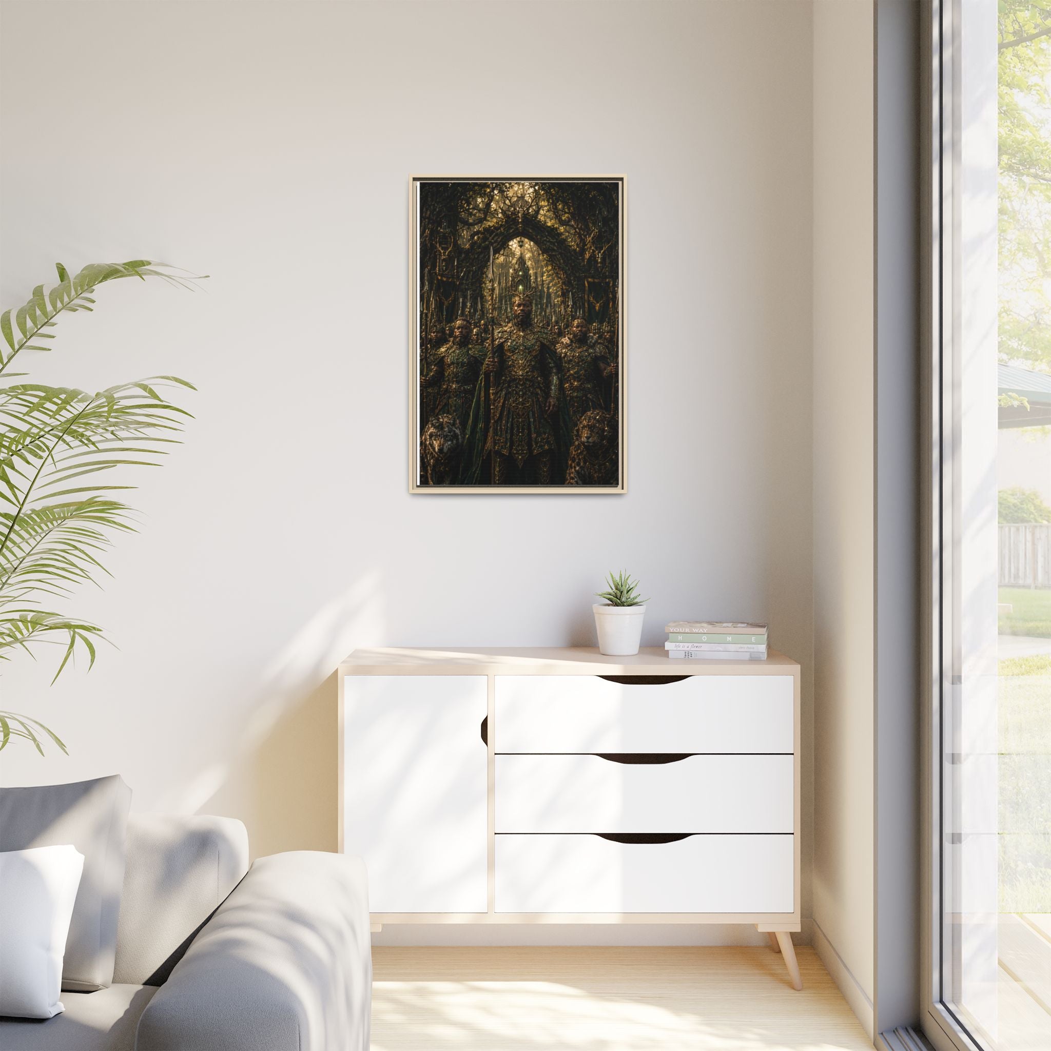 Framed Matte Canvas — Regal Fantasy King in Ornate Armor
