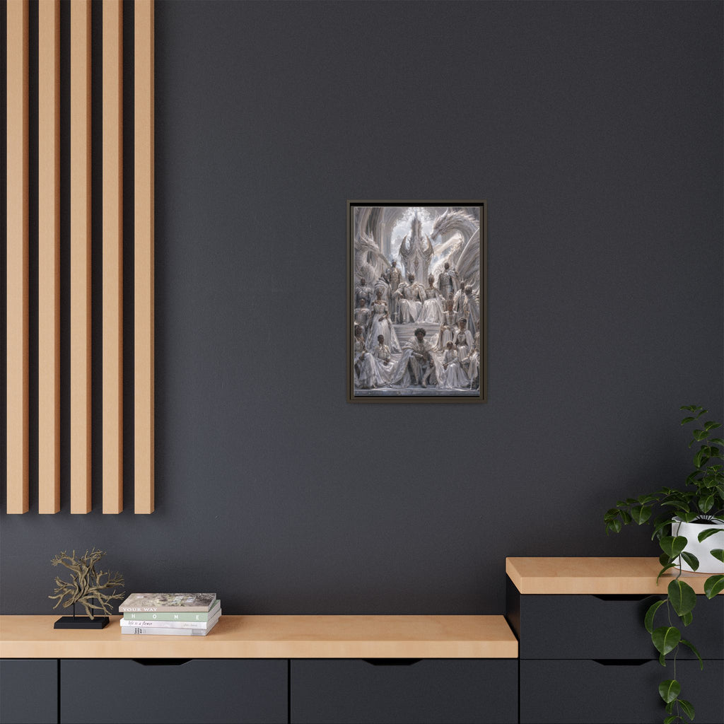 Framed Matte Canvas — Regal Dragon Court Fantasy Art Print