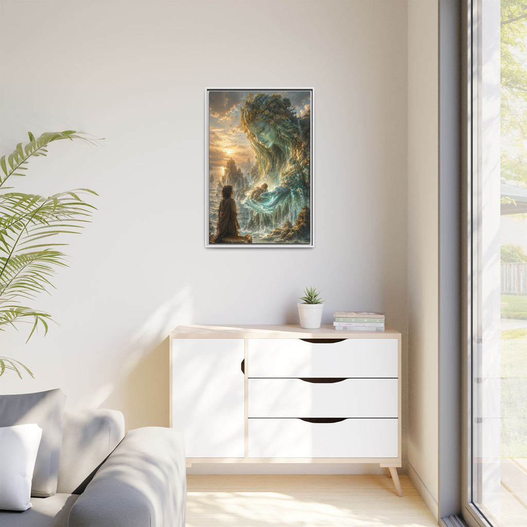 Framed Matte Canvas Print — Ocean Spirit Guardian Fantasy Art