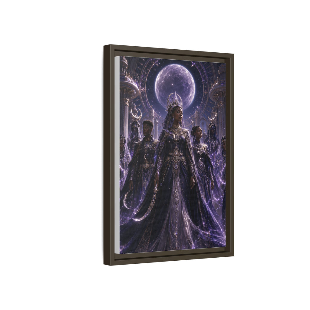 Mystic Moon Queen Framed Matte Canvas Print — Fantasy Royalty Wall Art