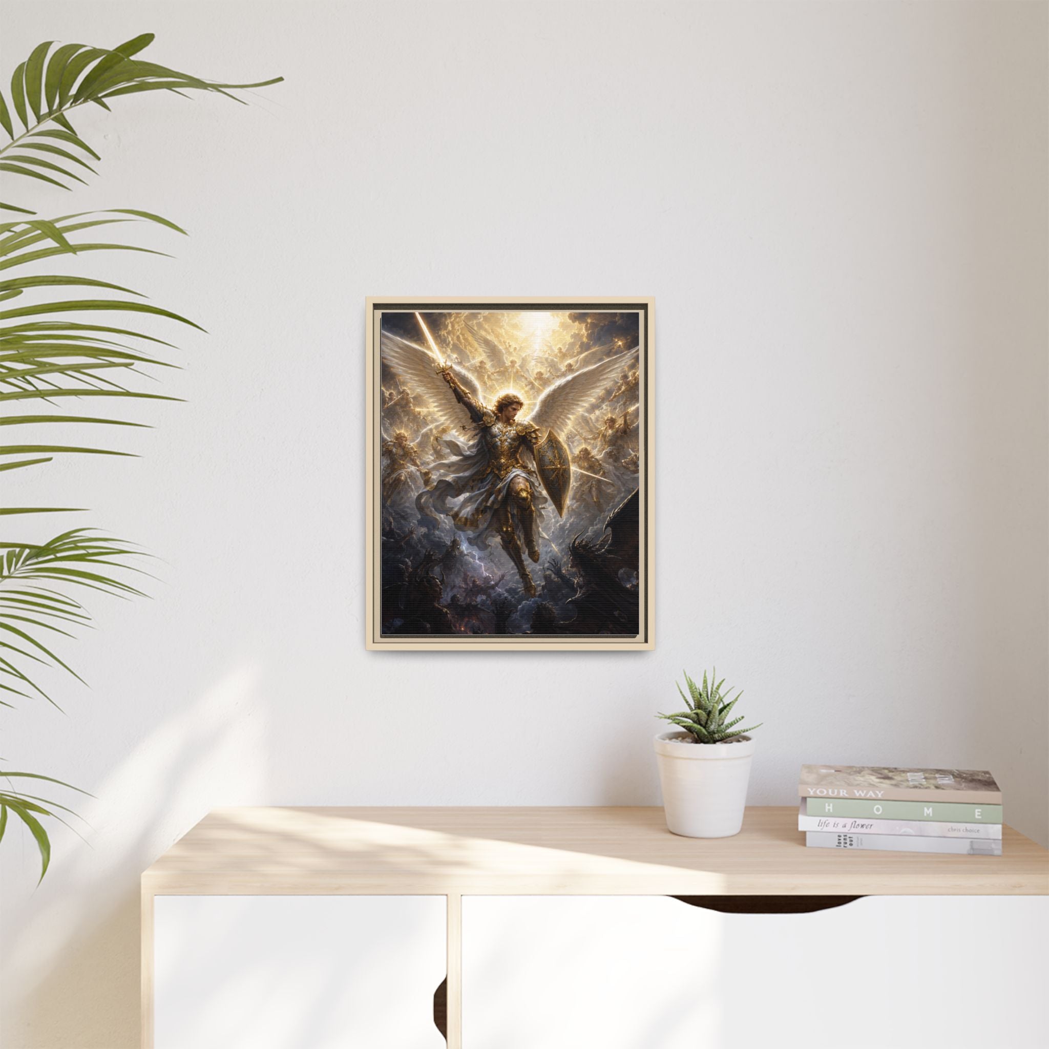 Framed Matte Canvas: Radiant Archangel Wall Art