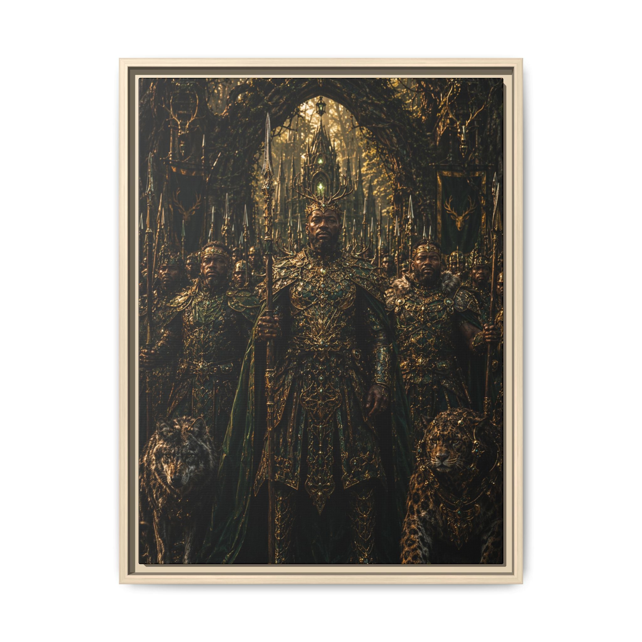 Fine Art Paper Print — Mythic Golden Warrior Court Art