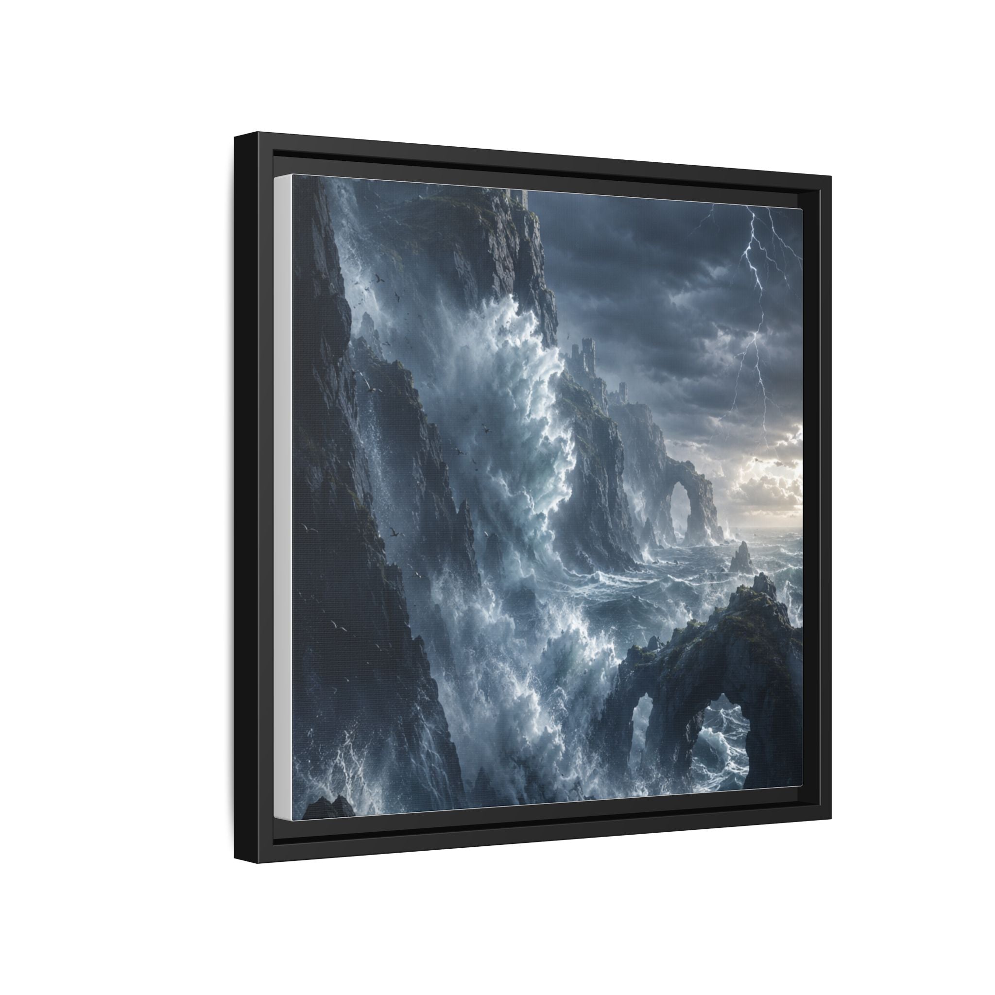 Framed Matte Canvas - Stormy Ocean Fantasy Wall Art