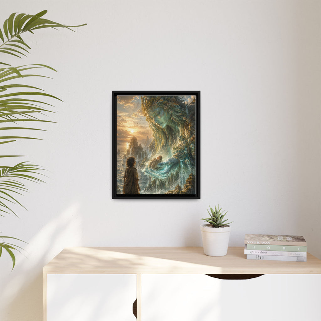Framed Matte Canvas Print — Ocean Spirit Guardian Fantasy Art