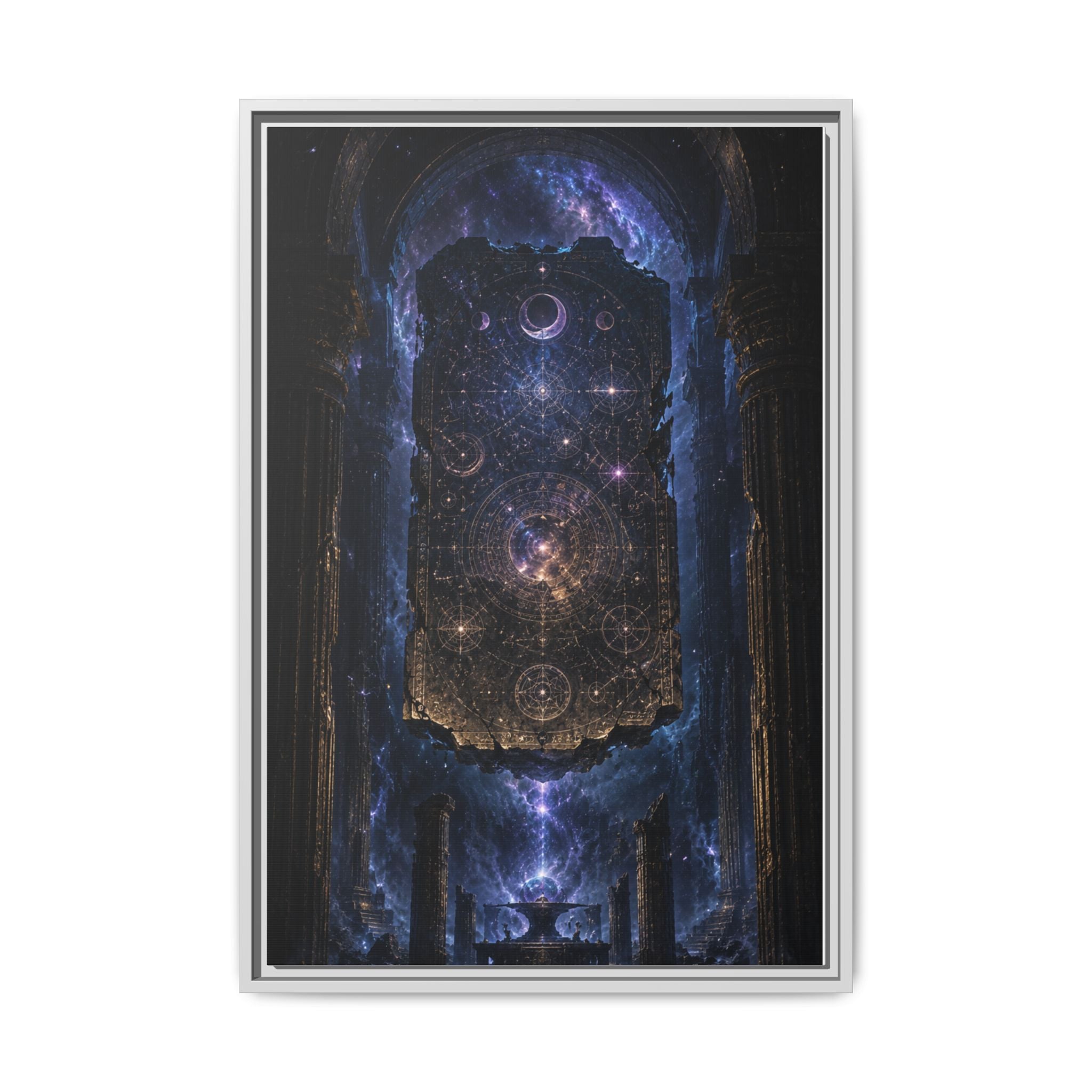 Framed Matte Canvas Wall Art — Cosmic Cathedral Galaxy Print