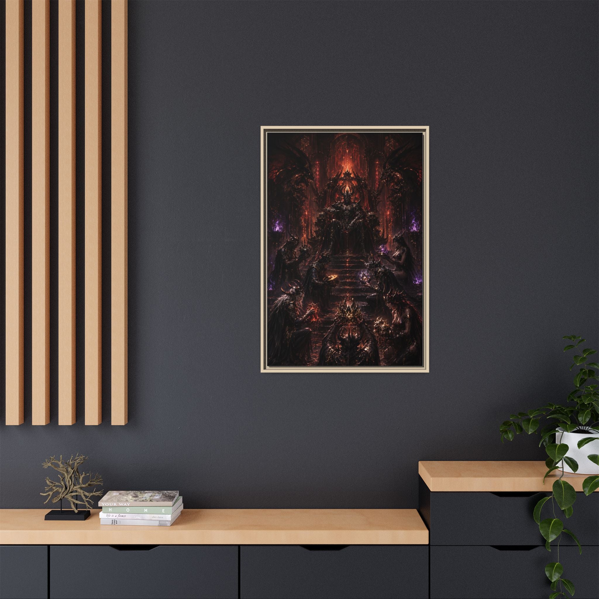 Dark Fantasy Throne Room Matte Canvas Print (Framed)