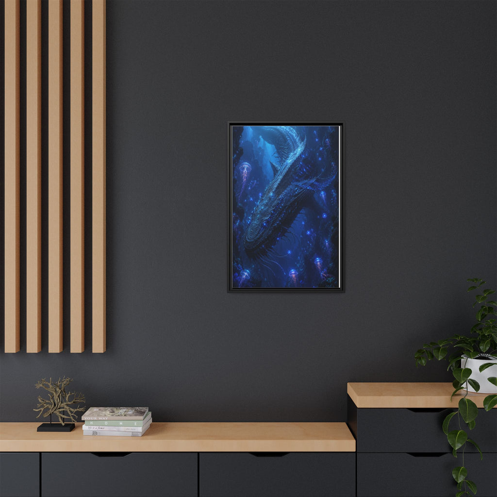 Framed Matte Canvas Art - Deep Sea Leviathan Fantasy Print