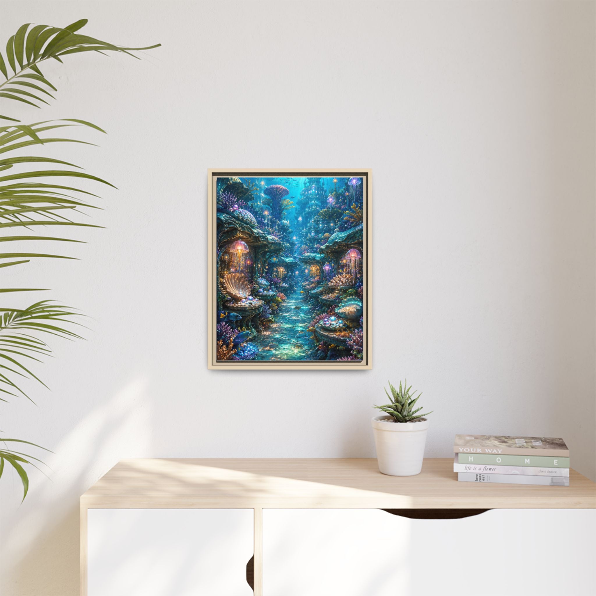 Framed Matte Canvas - Enchanted Underwater Coral Reef Print