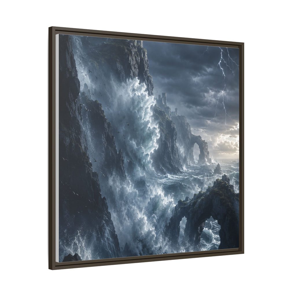 Framed Matte Canvas - Stormy Ocean Fantasy Wall Art