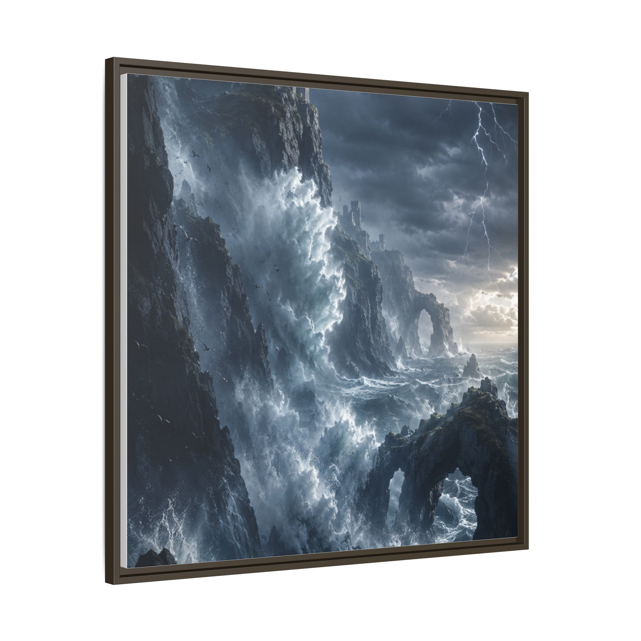 Framed Matte Canvas - Stormy Ocean Fantasy Wall Art